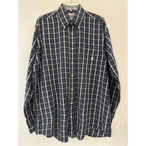Cinch Plaid‎ Button Down Shirt Size M Black